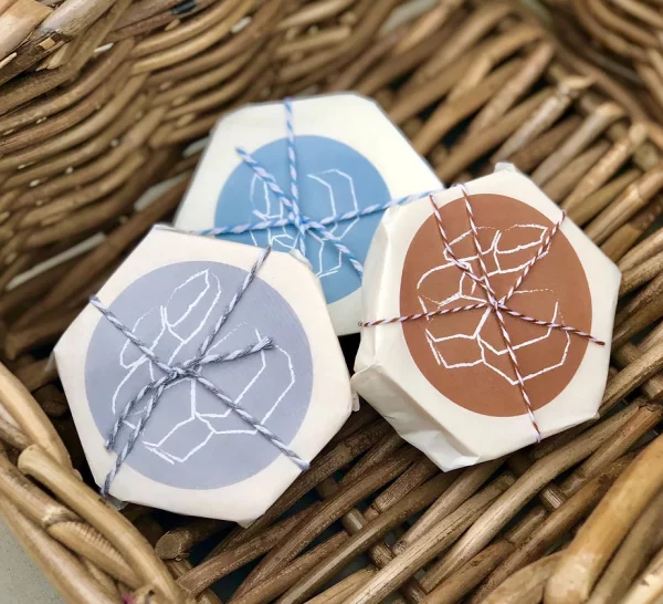 Refreshing hand-crafted Causeway stone shaped soap bar. Hand wrapped in wax paper with matching twine. Shape inspired by the columns at the Giant’s Causeway on the Causeway Coast of Ireland. 